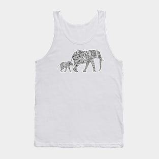 B & W Zentangle Elephants Tank Top